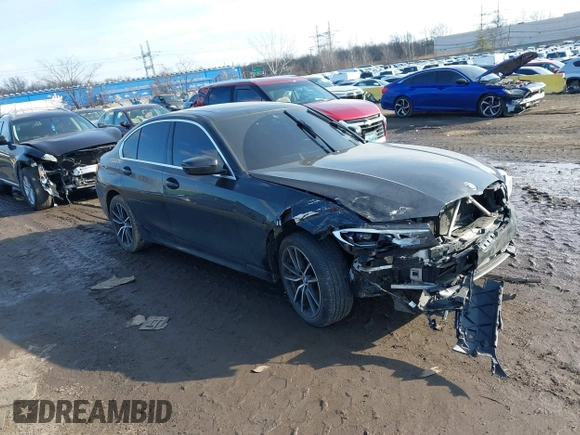 2019 BMW 3 Series 330i xDrive with VIN WBA5R7C58KFH25535, listed as a IAAI auction lot 41232856 with 85,401 mi miles. Bid and sale history available at carsss.com. Image 1.