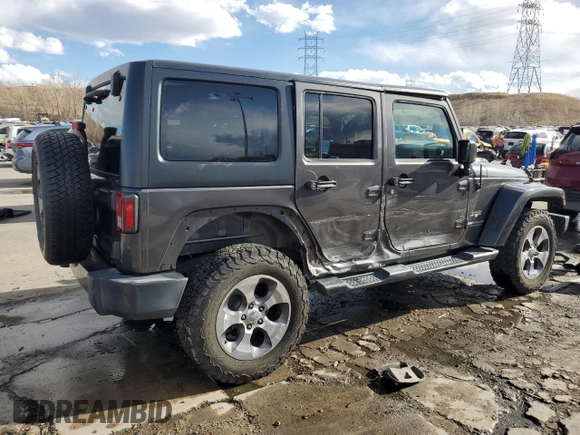 2017 Jeep Wrangler Unlimited Sahara with VIN 1C4HJWEG4HL615069, listed as a Copart auction lot 46480225 with 104,723 mi miles and Salvage title. Bid and sale history available at DreamBid. Image 3.