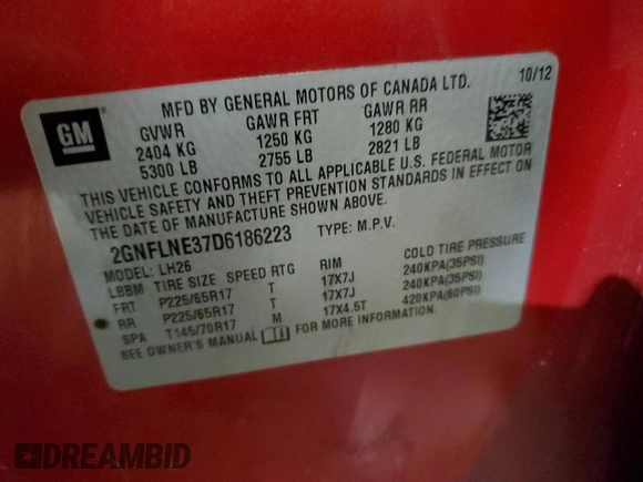 2013 Chevrolet Equinox LT z VIN 2GNFLNE37D6186223, wystawiony jako Copart lot #85746994 z przebiegiem 159 755 mil mil oraz Szkoda całkowita • Salvage title. Historia ofert i sprzedaży dostępna na DreamBid. Obrazek 15.