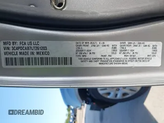2020 Dodge Journey SE Value with VIN 3C4PDCAB7LT261203, listed as a IAAI auction lot 41963451 with 69,612 mi miles and . Bid and sale history available at carsss.com. Image 9.