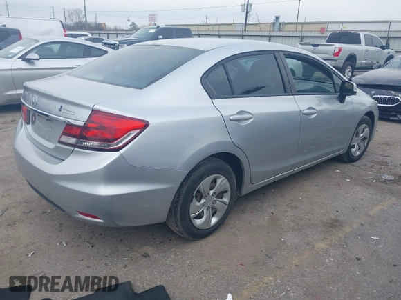 2013 Honda Civic LX with VIN 2HGFB2F54DH593805, listed as a IAAI auction lot 41561436 with 139,651 mi miles and . Bid and sale history available at DreamBid. Image 4.