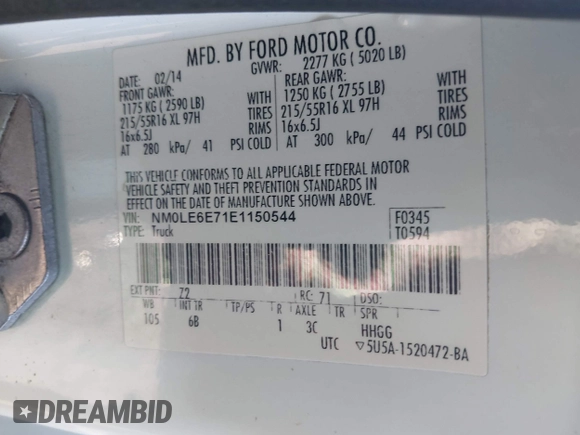 2014 Ford Transit Connect XL с VIN NM0LE6E71E1150544, выставлен на аукционе IAAI как лот 42429733 с пробегом 64 577 миль миль и . История ставок и продаж доступна на DreamBid. Изображение 9.