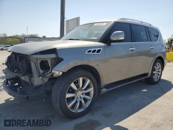 2012 Infiniti QX56 7-passenger with VIN JN8AZ2NE2C9015890, listed as a Copart auction lot 52685655 with 159,226 mi miles and Salvage title. Bid and sale history available at DreamBid. Image 1.