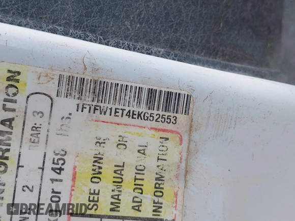 2014 Ford F-150 XL with VIN 1FTFW1ET4EKG52553, listed as a IAAI auction lot 42545917 with 113,497 mi miles and . Bid and sale history available at DreamBid. Image 9.
