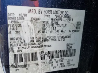 2010 Ford Expedition Eddie Bauer with VIN 1FMJU1H58AEB58066, listed as a Copart auction lot 55818855 with 292,426 mi miles and Salvage title. Bid and sale history available at DreamBid. Image 13.