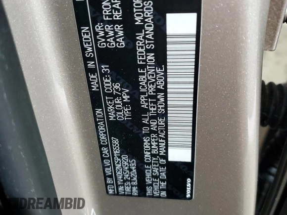 2023 Volvo V90 Ultimate with VIN YV4062NC5P1165587, listed as a Copart auction lot 57703405 with 27,860 mi miles and Salvage title. Bid and sale history available at DreamBid. Image 12.