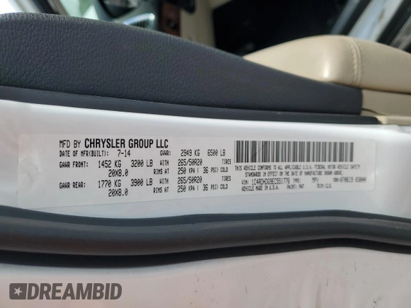 2014 Dodge Durango Limited with VIN 1C4RDHDG9EC551776, listed as a Copart auction lot 54954415 with 195,798 mi miles and Salvage title. Bid and sale history available at DreamBid. Image 13.