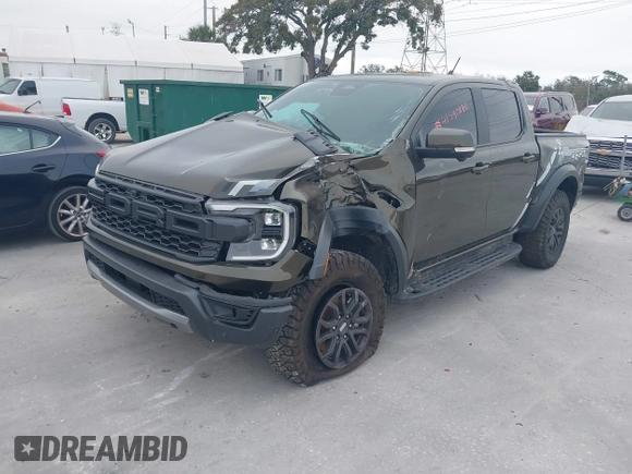 2024 Ford Ranger Raptor with VIN 1FTER4LR2RLE05950, listed as a IAAI auction lot 41590870 with 10,891 mi miles. Bid and sale history available at carsss.com. Image 2.