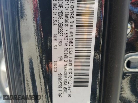 2020 Jeep Cherokee Limited with VIN 1C4PJMDX6LD503927, listed as a Copart auction lot 60715865 with 67,978 mi miles and Salvage title. Bid and sale history available at DreamBid. Image 13.