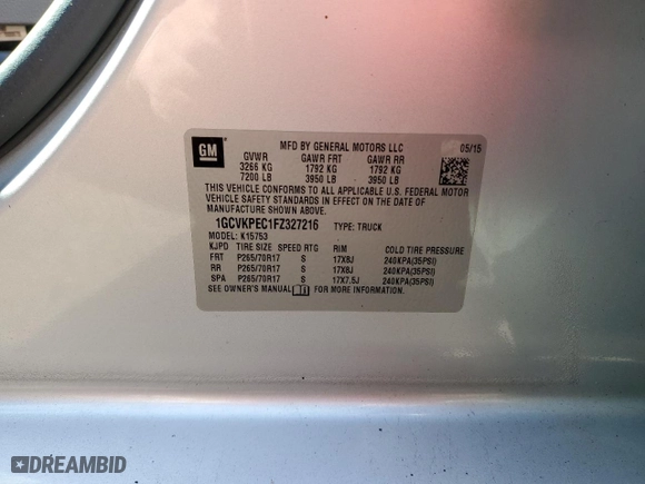 2015 Chevrolet Silverado 1500 LS with VIN 1GCVKPEC1FZ327216, listed as a Copart auction lot 49788855 with 191,545 mi miles and Clean Title. Bid and sale history available at carsss.com. Image 12.