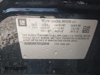 2012 Cadillac CTS with VIN 1G6DC5E57C0125644, listed as a IAAI auction lot 42055040 with 115,788 mi miles and . Bid and sale history available at DreamBid. Image 9.