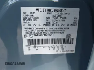 2023 Ford Maverick XL with VIN 3FTTW8E36PRB01244, listed as a IAAI auction lot 42023048 with 4,834 mi miles and . Bid and sale history available at DreamBid. Image 9.