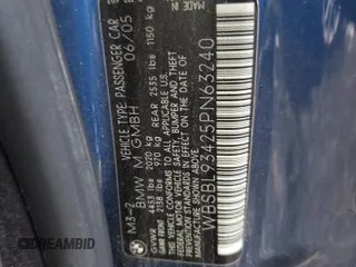 2005 BMW 3 Series M3 with VIN WBSBL93425PN63240, listed as a Copart auction lot 89051745 with 117,134 mi miles and Salvage Title. Bid and sale history available at carsss.com. Image 12.