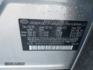 2021 Hyundai Santa Fe SE with VIN 5NMS14AJ4MH309691, listed as a IAAI auction lot 41897874 with 38,799 mi miles. Bid and sale history available at carsss.com. Image 9.