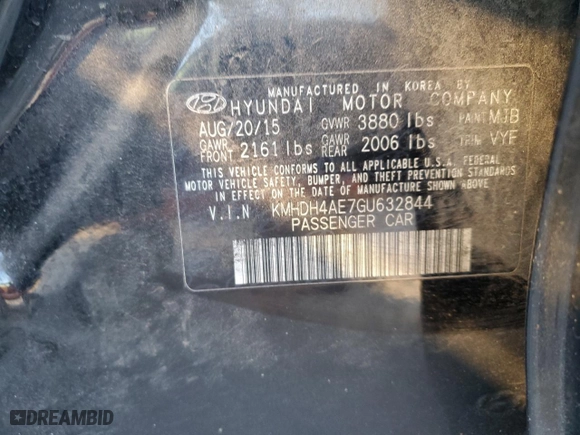 2016 Hyundai Elantra Value Edition with VIN KMHDH4AE7GU632844, listed as a Copart auction lot 48435605 with 162,995 mi miles and Salvage Title. Bid and sale history available at carsss.com. Image 13.