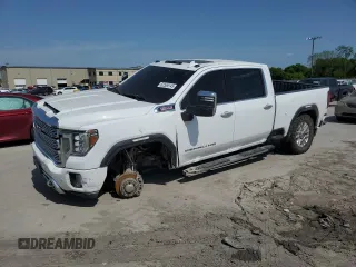 2020 GMC Sierra 2500HD Denali z VIN 1GT49REY1LF225393, wystawiony jako Copart lot #52556145 z przebiegiem Nie podano mil oraz Szkoda całkowita • Salvage title. Historia ofert i sprzedaży dostępna na DreamBid. Obrazek 1.
