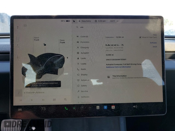 2024 Tesla Model 3 Long Range with VIN 5YJ3E1EB5RF753911, listed as a Copart auction lot 45477385 with 12,164 mi miles and Salvage Title. Bid and sale history available at DreamBid. Image 9.