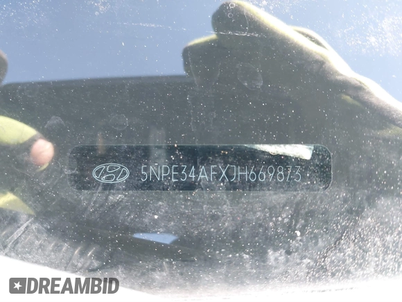 2018 Hyundai Sonata SEL with VIN 5NPE34AFXJH669873, listed as a IAAI auction lot 41375443 with 100,407 mi miles and . Bid and sale history available at DreamBid. Image 9.