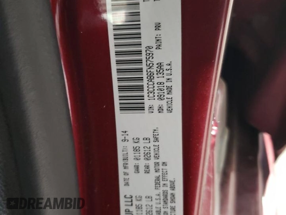 2015 Chrysler 200 Limited z VIN 1C3CCCAB6FN575970, wystawiony jako Copart lot #50773635 z przebiegiem 126 770 mil mil oraz Szkoda całkowita • Salvage title. Historia ofert i sprzedaży dostępna na DreamBid. Obrazek 14.