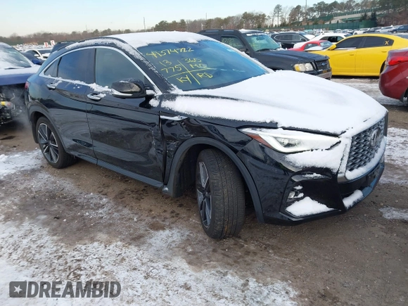 2023 Infiniti QX55 Essential with VIN 3PCAJ5KR1PF114918, listed as a IAAI auction lot 41374722 with 13,775 mi miles and . Bid and sale history available at DreamBid. Image 1.
