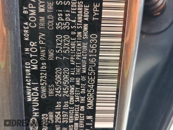 2023 Hyundai Palisade Limited z VIN KM8R54GE5PU615630, wystawiony jako Copart lot #55163255 z przebiegiem 45 922 mil mil oraz Szkoda całkowita • Salvage title. Historia ofert i sprzedaży dostępna na DreamBid. Obrazek 13.