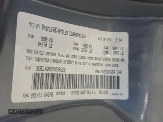 2005 Dodge Stratus SXT z VIN 1B3EL46R85N540525, wystawiony jako Copart lot #52318255 z przebiegiem 181 208 mil mil oraz Szkoda całkowita • Salvage title. Historia ofert i sprzedaży dostępna na DreamBid. Obrazek 14.