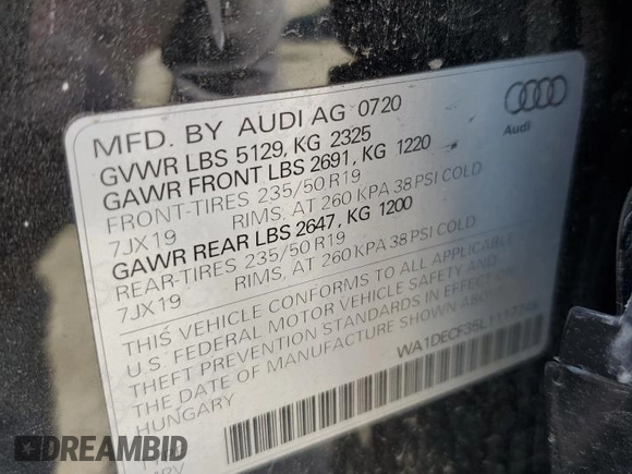 2020 Audi Q3 S line Premium z VIN WA1DECF35L1117748, wystawiony jako Copart lot #52718865 z przebiegiem 33 846 mil mil oraz Czysty tytuł • Clean title. Historia ofert i sprzedaży dostępna na DreamBid. Obrazek 13.