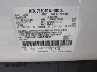 2021 Ford Explorer with VIN 1FMSK8BH8MGA44034, listed as a IAAI auction lot 41701440 with 56,240 mi miles. Bid and sale history available at carsss.com. Image 9.
