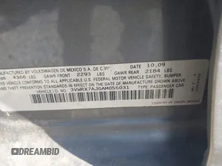 2010 Volkswagen Jetta SE z VIN 3VWRX7AJ0AM055031, wystawiony jako IAAI lot #41748603 z przebiegiem 175 016 mil mil oraz . Historia ofert i sprzedaży dostępna na DreamBid. Obrazek 9.