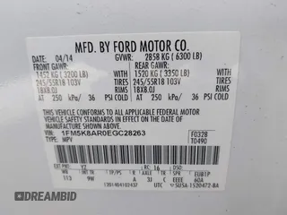2014 Ford Police Interceptor Utility z VIN 1FM5K8AR0EGC28263, wystawiony jako IAAI lot #41343573 z przebiegiem 192 634 mil mil oraz . Historia ofert i sprzedaży dostępna na DreamBid. Obrazek 9.