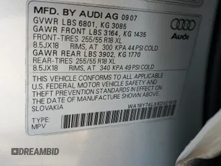 2008 Audi Q7 Premium with VIN WA1BY74LX8D021919, listed as a Copart auction lot 56683595 with 111,613 mi miles and Salvage title. Bid and sale history available at DreamBid. Image 13.