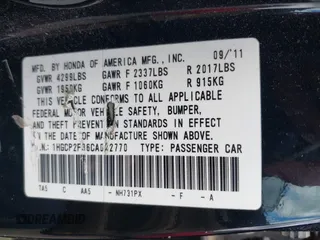 2012 Honda Accord LX z VIN 1HGCP2F36CA022770, wystawiony jako IAAI lot #42326564 z przebiegiem 202 132 mil mil oraz . Historia ofert i sprzedaży dostępna na DreamBid. Obrazek 9.