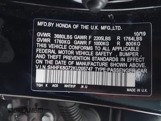 2019 Honda Civic Type R Touring z VIN SHHFK8G72KU205747, wystawiony jako IAAI lot #41942199 z przebiegiem 25 170 mil mil oraz . Historia ofert i sprzedaży dostępna na DreamBid. Obrazek 9.