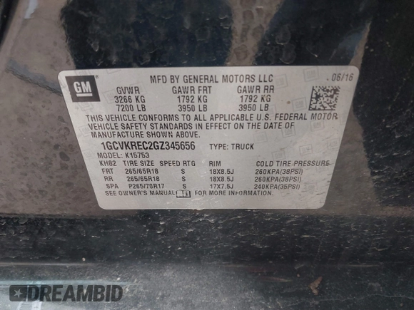 2016 Chevrolet Silverado 1500 LT with VIN 1GCVKREC2GZ345656, listed as a IAAI auction lot 41882885 with 145,820 mi miles. Bid and sale history available at carsss.com. Image 9.