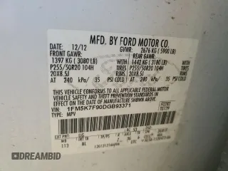 2013 Ford Explorer Limited z VIN 1FM5K7F90DGB93371, wystawiony jako Copart lot #55843865 z przebiegiem 238 185 mil mil oraz Szkoda całkowita • Salvage title. Historia ofert i sprzedaży dostępna na DreamBid. Obrazek 13.