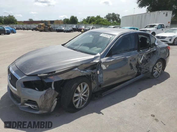 2015 Infiniti Q50 with VIN JN1BV7AP9FM332795, listed as a Copart auction lot 63416925 with 106,986 mi miles and Salvage title. Bid and sale history available at DreamBid. Image 1.