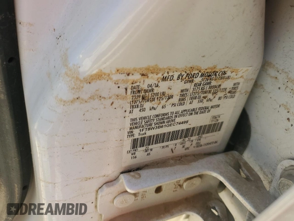 2016 Ford F-350 Platinum z VIN 1FT8W3B61GEC74499, wystawiony jako Copart lot #74439904 z przebiegiem Nie podano mil oraz Szkoda całkowita • Salvage title. Historia ofert i sprzedaży dostępna na DreamBid. Obrazek 13.