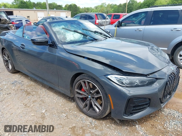 2021 BMW 4 Series M440i with VIN WBA53AT05MCG89665, listed as a IAAI auction lot 42319456 with Not provided miles and . Bid and sale history available at DreamBid. Image 1.