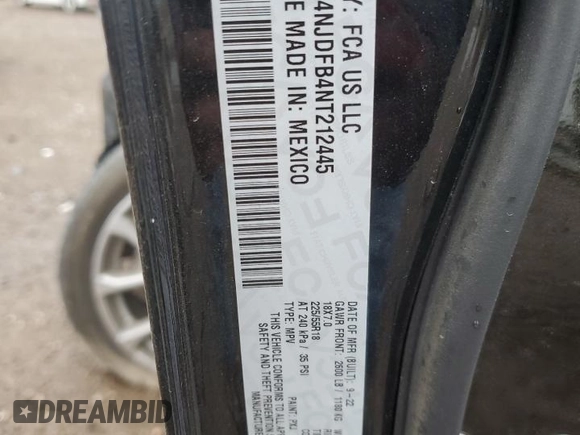 2022 Jeep Compass Latitude Lux с VIN 3C4NJDFB4NT212445, выставлен на аукционе Copart как лот 57807245 с пробегом 28 498 миль миль и Списание • Salvage title. История ставок и продаж доступна на DreamBid. Изображение 12.