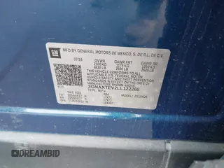2020 Chevrolet Equinox LT with VIN 3GNAXTEV2LL122265, listed as a IAAI auction lot 41848307 with 133,530 mi miles. Bid and sale history available at carsss.com. Image 9.