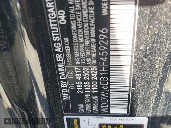 2017 Mercedes-Benz C 43 AMG with VIN WDDWJ6EB1HF459296, listed as a Copart auction lot 62762495 with 131,835 mi miles and Clean title. Bid and sale history available at DreamBid. Image 13.
