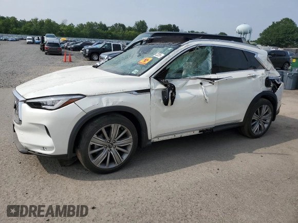 2021 Infiniti QX50 Essential z VIN 3PCAJ5CB2MF119218, wystawiony jako Copart lot #60081225 z przebiegiem 34 481 mil mil oraz Szkoda całkowita • Salvage title. Historia ofert i sprzedaży dostępna na DreamBid. Obrazek 1.