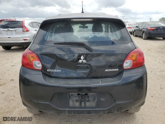 2015 Mitsubishi Mirage DE with VIN ML32A3HJ5FH041919, listed as a Copart auction lot 53329685 with 152,577 mi miles and Salvage Title. Bid and sale history available at carsss.com. Image 6.
