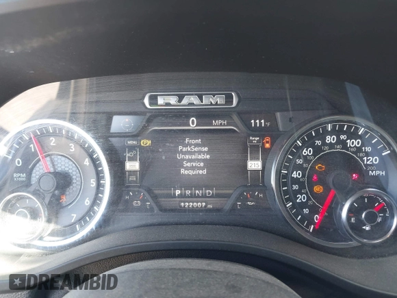 2021 Ram 1500 Big Horn with VIN 1C6SRFBT1MN622633, listed as a IAAI auction lot 42691343 with 122,007 mi miles and . Bid and sale history available at DreamBid. Image 7.