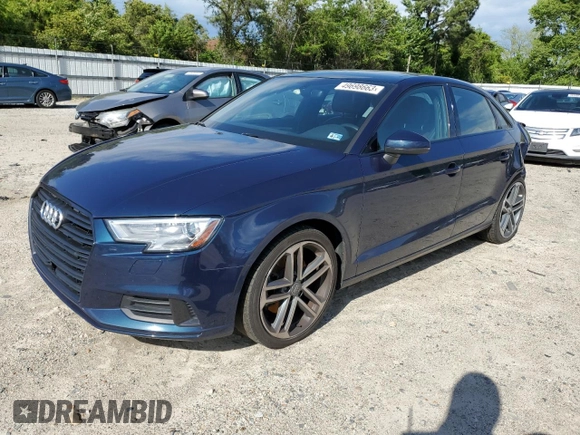 2019 Audi A3 Sedan Premium with VIN WAUAUGFF1KA102138, listed as a Copart auction lot 49698663 with 56,718 mi miles. Bid and sale history available at carsss.com. Image 1.