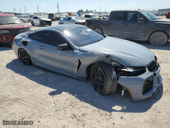 2023 BMW M8 Competition with VIN WBSAE0C02PCL58221, listed as a Copart auction lot 74237384 with 8,181 mi miles and Non Repairable. Bid and sale history available at carsss.com. Image 4.