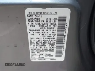 2011 Infiniti FX with VIN JN8AS1MW1BM733922, listed as a IAAI auction lot 41779209 with 174,575 mi miles. Bid and sale history available at carsss.com. Image 9.