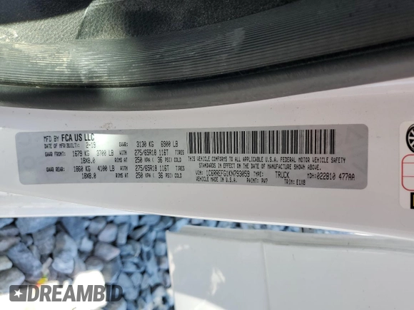 2019 Ram 1500 Big Horn with VIN 1C6RREFG1KN793059, listed as a Copart auction lot 54472845 with 85,404 mi miles and Non repairable. Bid and sale history available at DreamBid. Image 12.