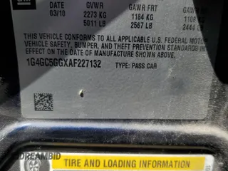 2010 Buick LaCrosse CXL with VIN 1G4GC5GGXAF227132, listed as a Copart auction lot 53622825 with 160,891 mi miles and Salvage Title. Bid and sale history available at carsss.com. Image 12.