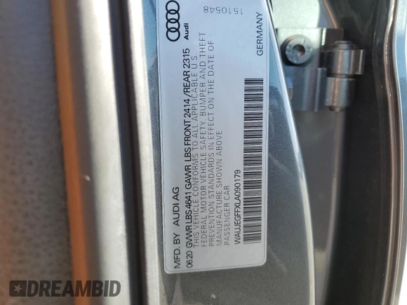 2020 Audi A3 Sedan S line Premium Plus with VIN WAUJEGFFXLA090179, listed as a Copart auction lot 46149704 with 63,152 mi miles. Bid and sale history available at carsss.com. Image 13.